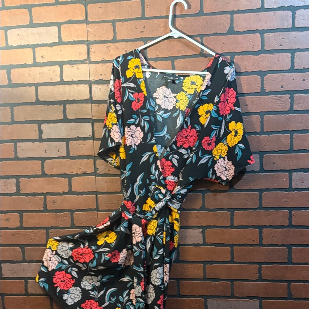 Simply Styled Black Floral Wrap Dress